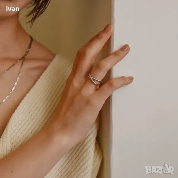 Дамски сребърен пръстен регулируем размер . нов в опаковка,, снимка 1