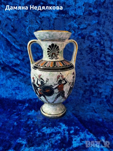 ръчно рисувана гръцка ваза 23см. , снимка 1