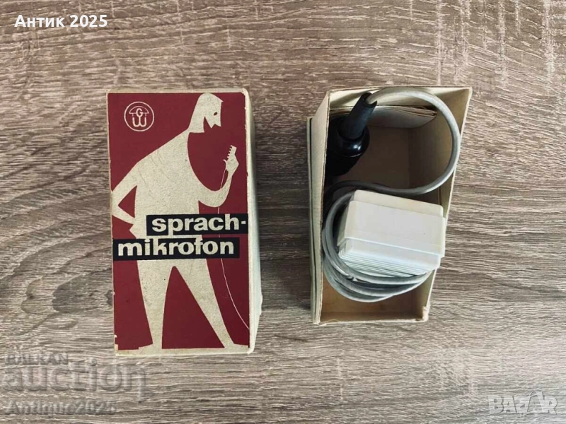 Ретро микрофон VEB DSPM (ГДР) с кутия и документ – Leipzig, снимка 1