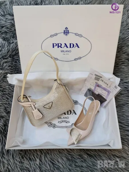 дамски обувки на ток и чанта prada, снимка 1