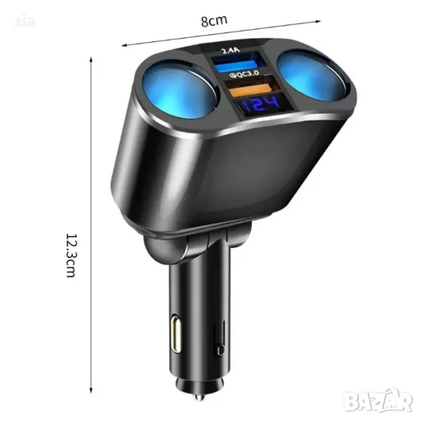 Разклонител за запалка + волтметър, снимка 1