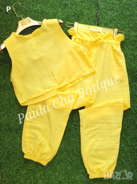 Комплелт жълт - панталон + потник, снимка 1