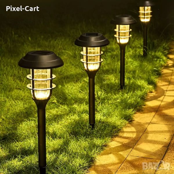 Комплект 6 бр. соларни LED лампи за градина, 40 см, снимка 1