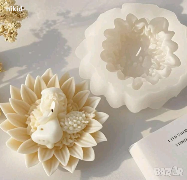 3D Бебе ангел в цвете гербер силиконов молд форма фондан шоколад смола гипс сапун свещ, снимка 1