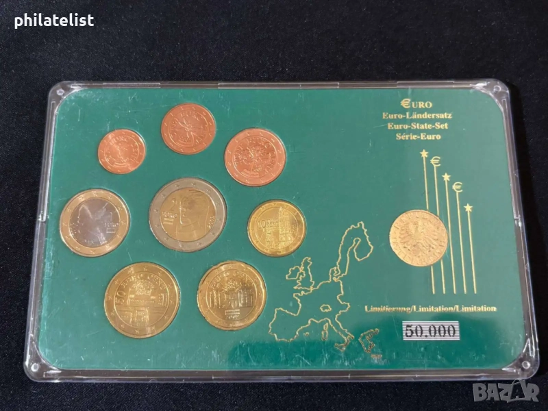 Австрия 2002 - Евро сет от 1 цент до 2 евро + 5 гроша 1978, снимка 1