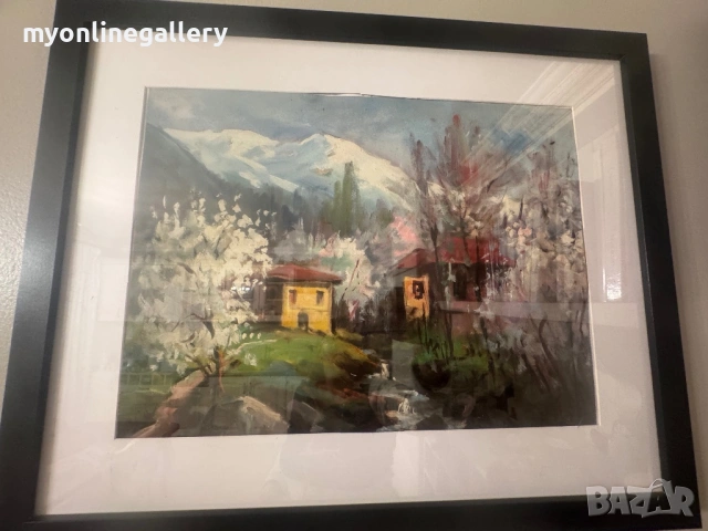 Стара картина Стоян Кирязов масло на картон, снимка 8 - Картини - 53204103