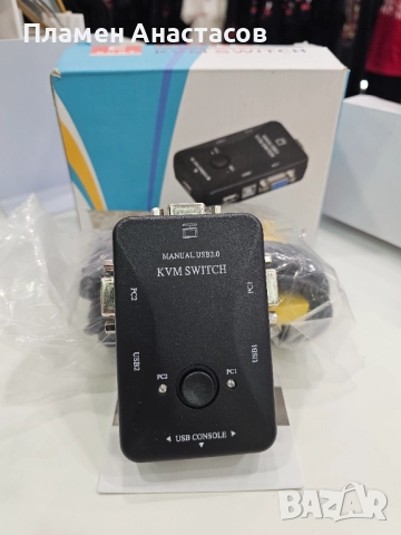 2-портов VGA USB KVM превключвател – управлявайте два компютъра с един монитор и периферия, снимка 4 - Други - 52974096