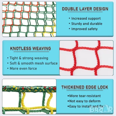 BERADNET Детска мрежа за катерене, Двупластова мрежа, черна, 1 х 3 метра, снимка 3 - Други стоки за дома - 49711164