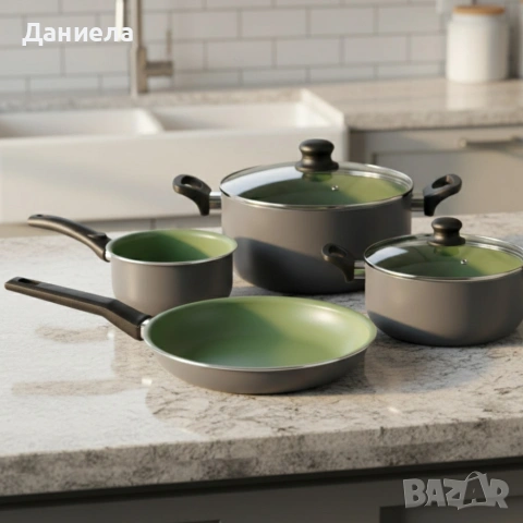 Комплект съдове Michelino Lara – 6 Части с незалепващо Pfluon покритие и турбо индукция