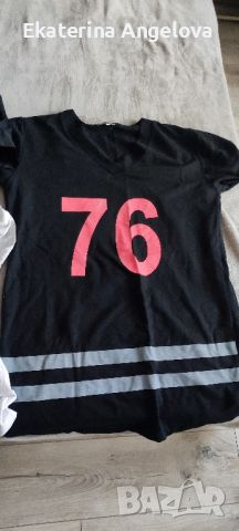 ЛОТ Бяла тениска, черна туника с цифри и 2 ризи черна, сива ХЛ XL EU46, снимка 2 - Ризи - 45828591