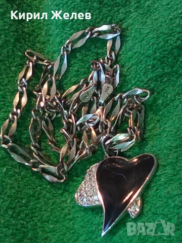 СРЕБЪРНО КОЛИЕ със СЪРЦЕВИДЕН МЕДАЛЬОН СРЕБРО 925 CSF с БЯЛА ПОЗЛАТА ЦИРКОНЧЕТА и ЕМАЙЛ 44392, снимка 12 - Колиета, медальони, синджири - 49916285