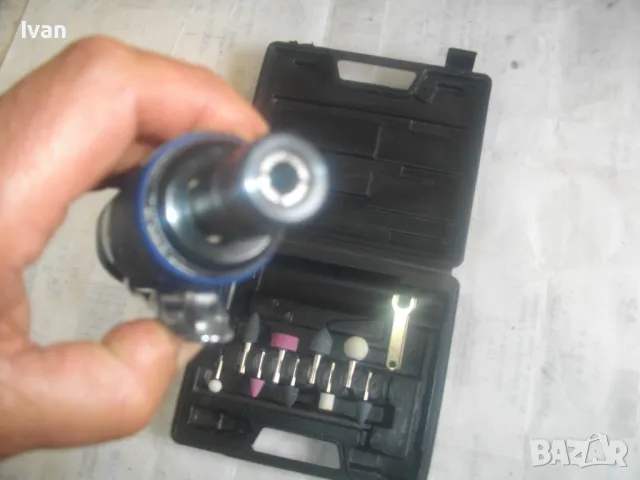 НОВ 12 ЧАСТИ ПЪЛЕН КОМПЛЕКТ БЕЛГИЙСКИ ПНЕВМАТИЧЕН ПРАВ ШЛАЙФ ЦАНГА ф6мм С АКСЕСОАРИ VOS, снимка 14 - Други инструменти - 49765139