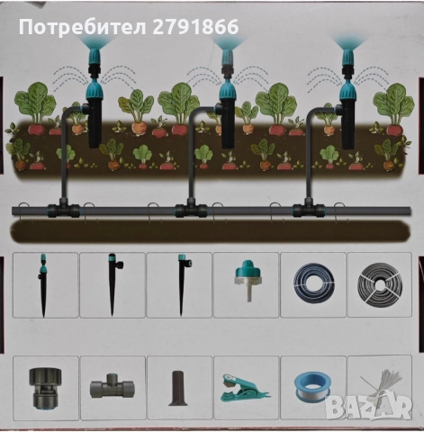 Нов комплект за капково с двупортов таймер 2025 г. с три независими програми с 3 вида капкови дюзи, снимка 4 - Напояване - 52259102