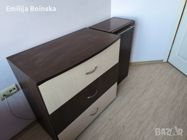 Гардероб с огледало + скрин – комплект, снимка 5 - Гардероби - 53677185