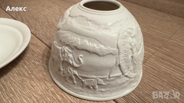 Разкошен чаен свещник, слончета–Фин порцелан! , снимка 6 - Антикварни и старинни предмети - 53057264