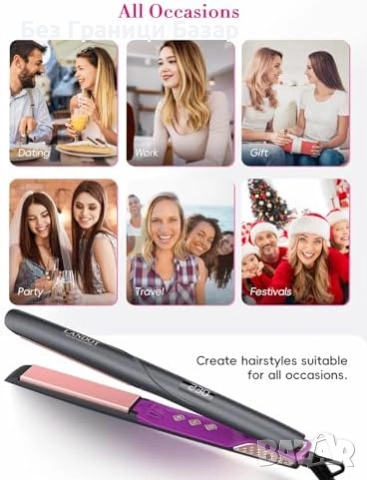 Нова Преса+машa 2 в 1 LANDOT 1" йонична антистатик 100-240V 30s за коса, снимка 7 - Преси за коса - 53568482