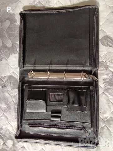 черна кожена чанта папка органайзер , снимка 7 - Чанти - 53140037
