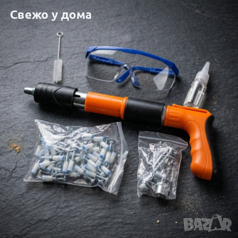 Професионален пистолет за забиване на пирони + 50 броя пирона, снимка 5 - Други инструменти - 54062299