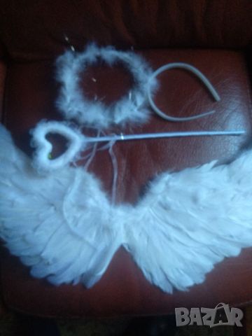 Ангелски крила,60см,с жезъл и ореол, снимка 1 - Играчки за стая - 45109203