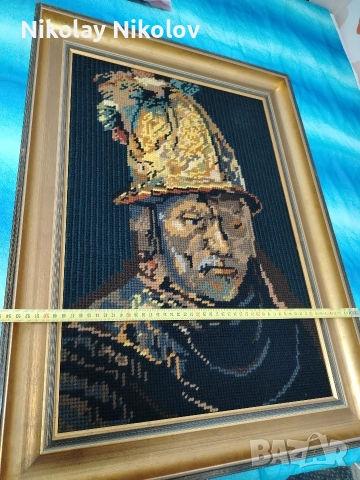 Гоблен "Човекът със златния шлем 1650", снимка 5 - Гоблени - 53331370