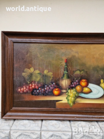 Натюрморт огромен авторски масло върху платно , снимка 7 - Антикварни и старинни предмети - 53211165