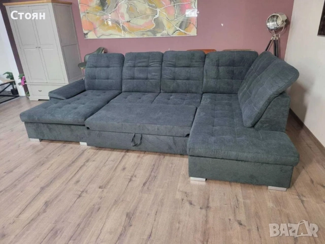 ПРОМОЦИЯ!!!Тъмно сив П - образен ъглов диван Nixon с функция сън, снимка 9 - Дивани и мека мебел - 52829905