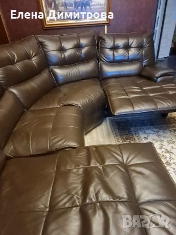 Прекрасен ъглов диван. Естествена кожа. , снимка 1 - Дивани и мека мебел - 45843572