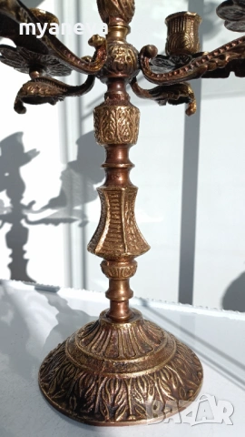 Бронзов, тежък, масивен, френски свещник с 5 гнезда . , снимка 14 - Антикварни и старинни предмети - 53816088