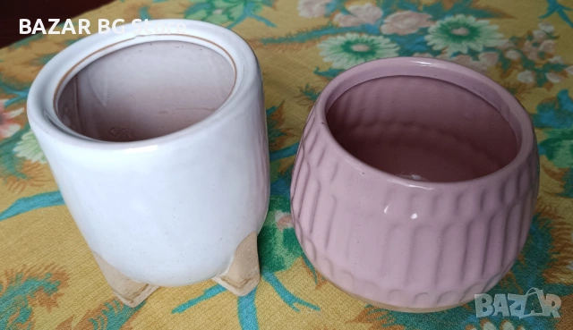 Комплект керамични саксии. , снимка 2 - Саксии и кашпи - 53939686