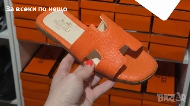 Hermes Дамски Чехли Хермес - Бели Или Черни Код E1346, снимка 3 - Чехли - 53970557