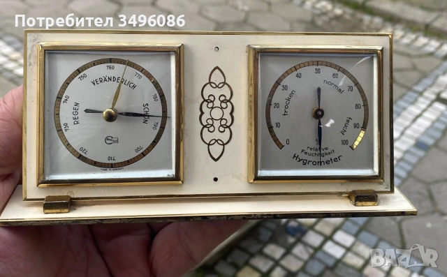 Стар  и много рядък немски барометър с хигрометър SIEMENS, снимка 10 - Антикварни и старинни предмети - 54063869