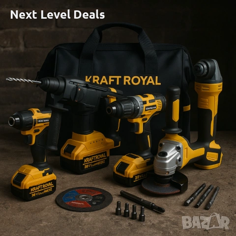 Комплект 4 в 1: Перфоратор + Ъглошлайф + Гайковерт + Винтоверт, снимка 3 - Други инструменти - 53486721