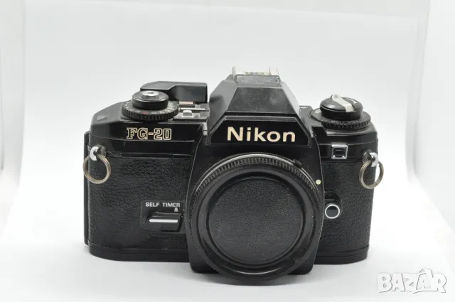 Фотоапарат Nikon FG-20 черен с капачка за тялото, снимка 1 - Фотоапарати - 46887667