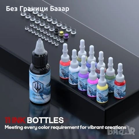 Нов Безжичен комплект за татуиране с 2300mAh батерия 20 игли мастила и кожа за тренировка, снимка 7 - Други - 54045651