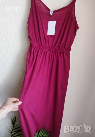 Нова цикламена дълга лятна рокля с цепки, снимка 2 - Рокли - 46225723