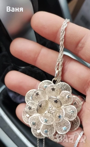 сребърно колие цвете