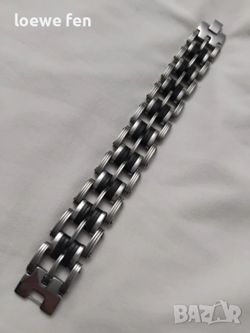 Мъжка гривна неръждаема стомана и силикон !, снимка 12 - Гривни - 52862492