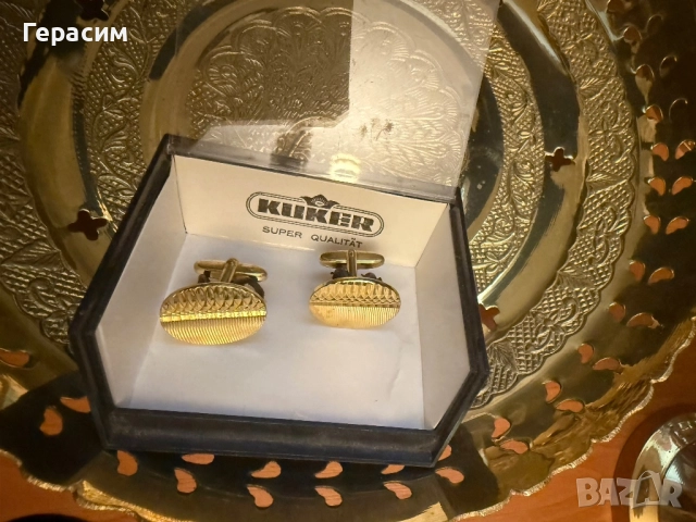 Старинни месингови плътни копчета за ръкавели с кутийка, снимка 4 - Антикварни и старинни предмети - 51858090