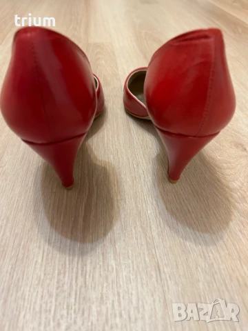 Елегантни дамски обувки с ток, естествена кожа, червен цвят, номер 39 , снимка 3 - Дамски обувки на ток - 50944285