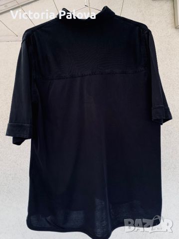 Черна риза копринен трикотаж, снимка 5 - Ризи - 45256928