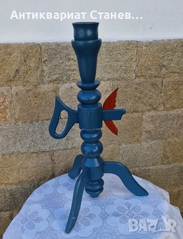 Голям дървен свещник внос от Скандинавия 