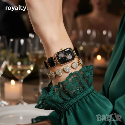 Дамски комплект часовник с кварцов механизъм и гривна, снимка 4 - Бижутерийни комплекти - 52122424