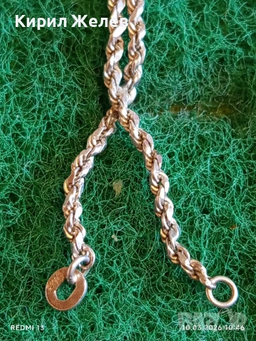 Сребърен синджир красива плетка майсторска ръчна изработка 53555, снимка 2 - Колиета, медальони, синджири - 53778311