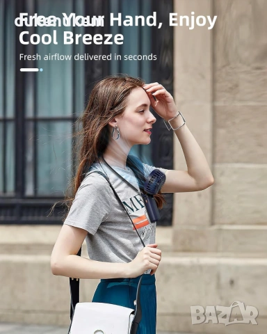 Преносим ръчен вентилатор, 5 скорости, дигитален дисплей, акумулаторен, снимка 6 - Вентилатори - 53267733