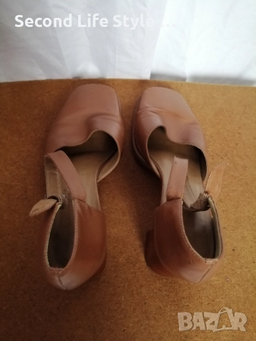 Emilio Salvatini номер 40 дамски елегантни обувки на ток; естествена кожа; цвят карамел, снимка 8 - Дамски елегантни обувки - 52877995