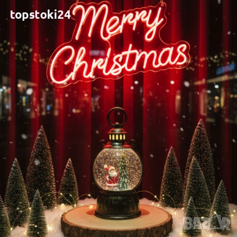 Голям LED коледен фенер с ефект на падащ сняг – приказна светлина и празнична магия, снимка 4 - Други стоки за дома - 52351926