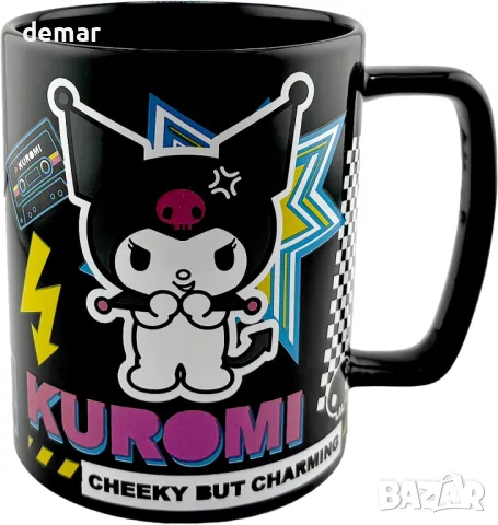 Керамичка чаша KUROMI FUZZY, Стилен дизайн на Kuromi, подходяща за топли или студени напитки, снимка 3 - Чаши - 49516089