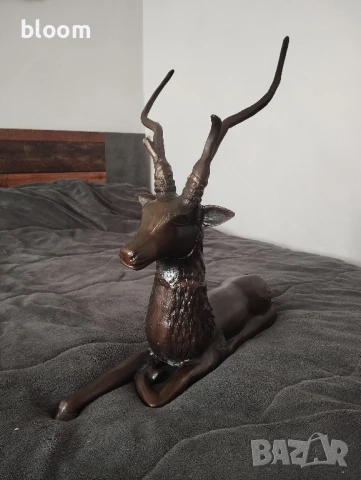 Бронзова фигура на елен, снимка 2 - Декорация за дома - 50982430