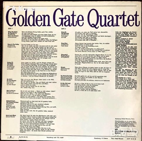 Грамофонна плоча Golden Gate Quartet , снимка 2 - Грамофонни плочи - 54098243