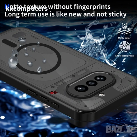 Магнитен Матов Калъф за Nothing Phone (4a) - PC+TPU, 1.5mm защита, Airbag, Черен, снимка 7 - Калъфи, кейсове - 54087427